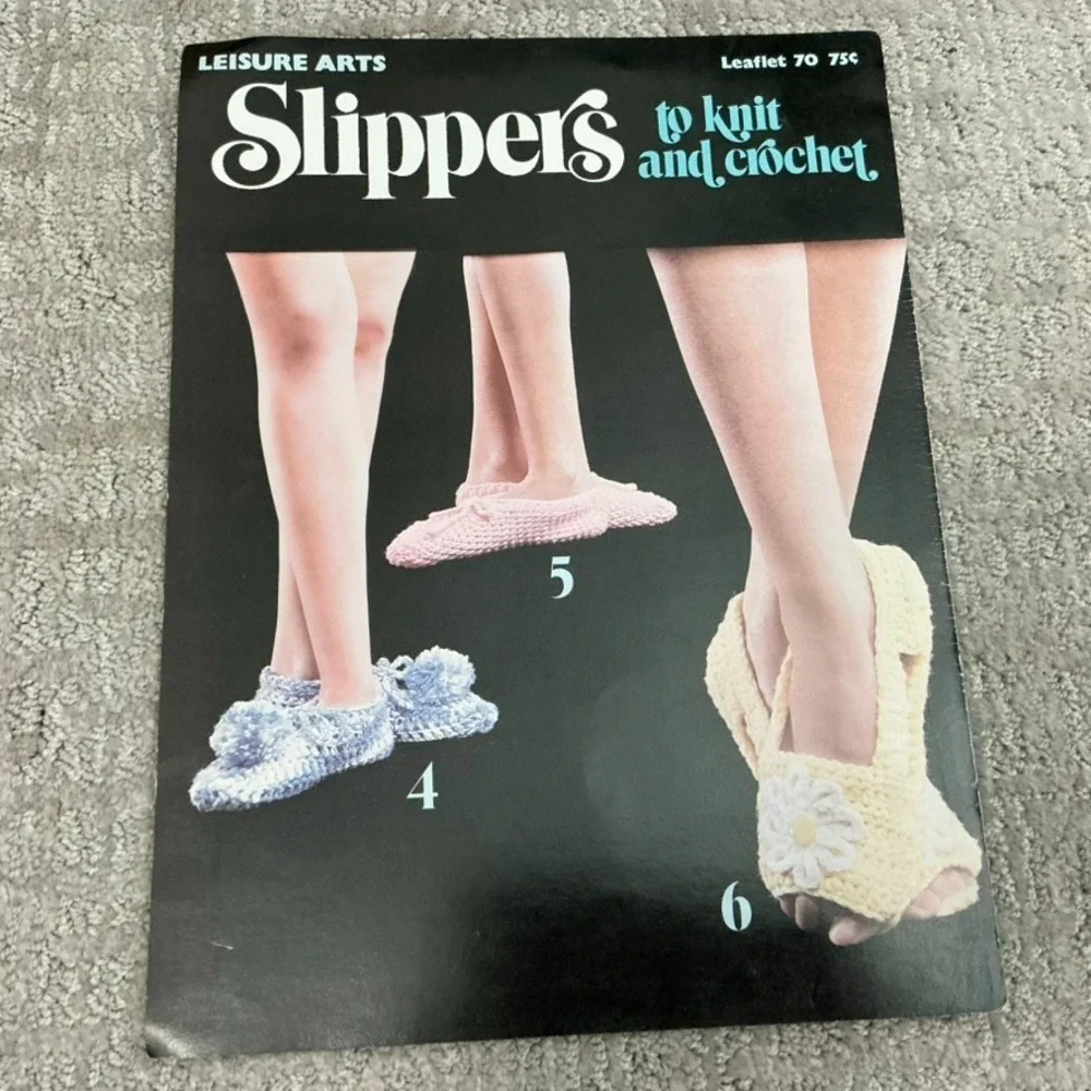 Lot 3 Vintage Knitting Crochet Pattern Books Retro Socks Slippers Leg Warmers